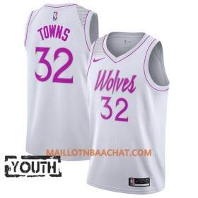 Maillot NBA Minnesota Timberwolves Karl-Anthony Towns 32 2018-19 Nike Blanc Swingman - Enfant